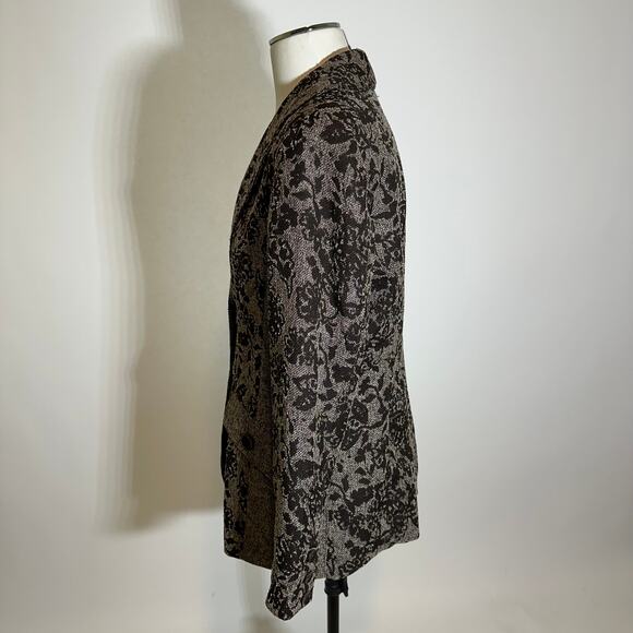 NWD Coldwater Creek Brown Floral Printed Tweed Blazer Suit Jacket Womens Size 12 - Picture 4 of 12